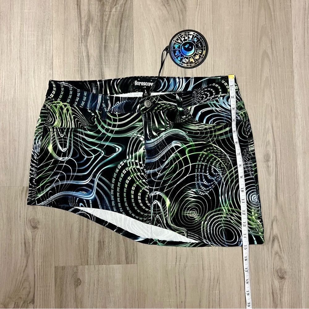 Horoscopez x Dolls Kill asymmetrical denim skirt psychadelic print szS & L - Picture 12 of 15